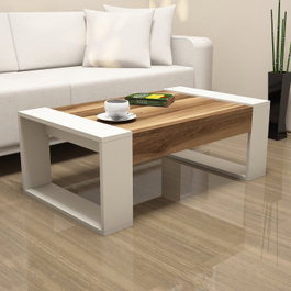 Hanah Home Venüs Mesa de Centro Nogal y Crema